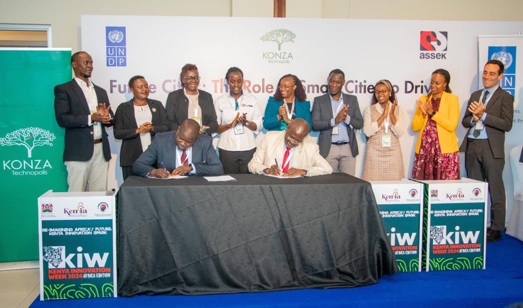 John Onyango (Right), the Institute’s Managing Director, and John Paul Okwiri, KoTDA Chief Executive Officer, signing the MoU documents