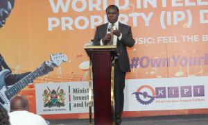 Dr. Mukhwana delivering his keynote speech during the World IP Day 2025  ceremony